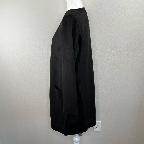 Carmen Marc Valvo Black Faux Suede Open Front Cardigan Jacket NWOT Medium - Picture 8 of 12